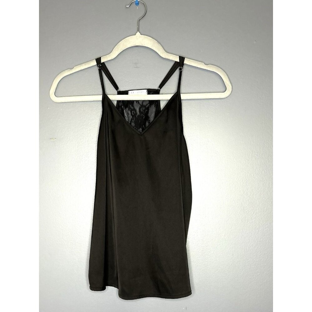 Ekouaer Satin Spaghetti Strap Cami Womens Size M Black Floral Lace Back Sexy